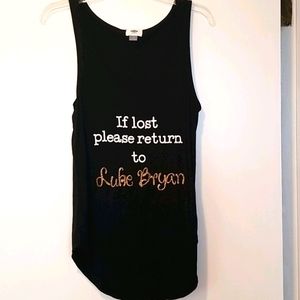Luke Bryan Black Tank With Gold Glitter Tank Size M
